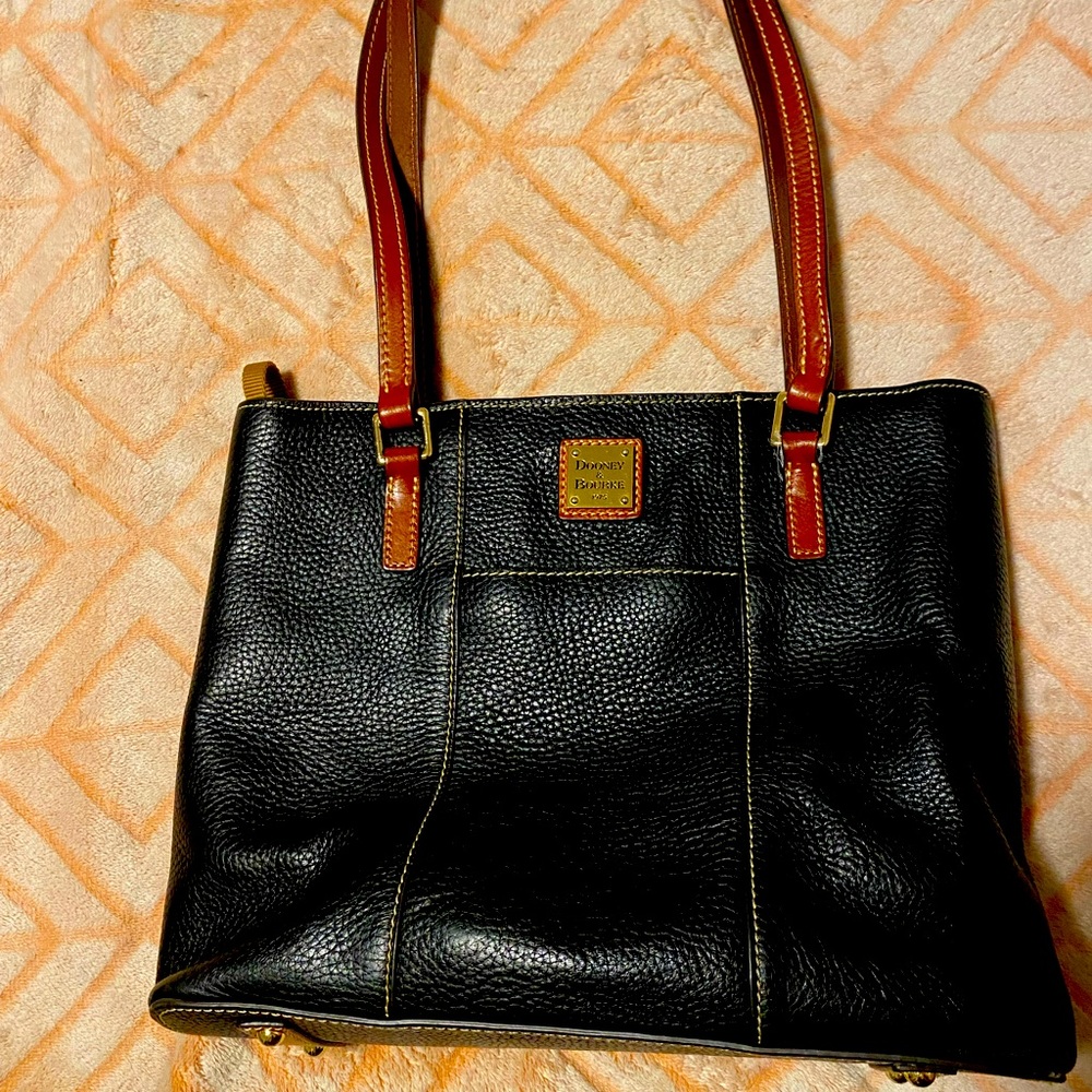 DB Pebble Leather Tote with red interior